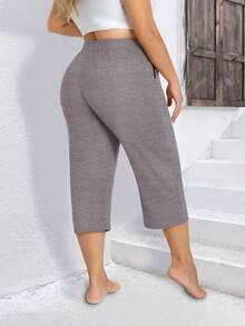 3-Pack Women's Plus Size Capri Sweatpants - Loose Cropped Yoga Lounge Pajama Pants With Pockets, Summer Casual Comfort - Xám nhạt + xám đậm + đen - Xem 8