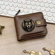 Men'S & Women'S Large Capacity Wolf-Themed Wallet With Golden-Tone Hardware - Heavy-Duty Zipper Closure, Card Slots, Multi-Card Holder & Cash Pocket - Faux Leather-Like - Multicolor - View 6