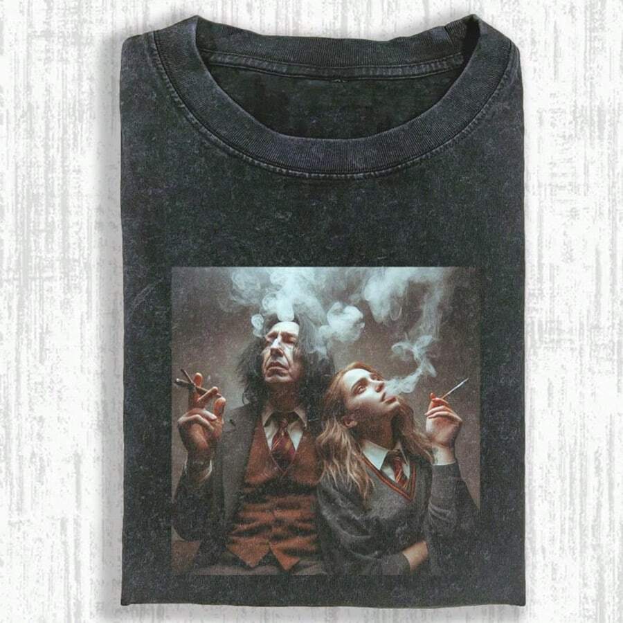 Wizard School C Omfort   C Olors Shirt, Smoking M Uggle Wash Shirt, Half Blood Prince T-Shirt, Witchy Mem - 黑色 - 查看 1