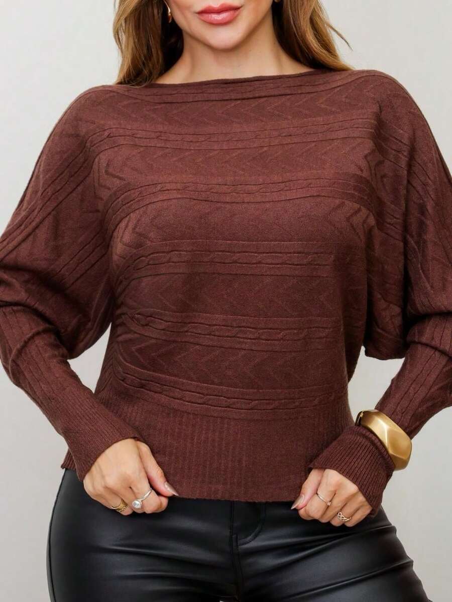 Women's Batwing Blouse In Textured Modal – Elegance And Comfort For Everyday Wear - Rỉ Nâu - Xem 1