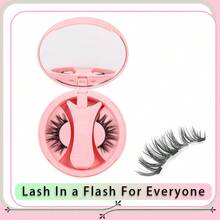1 Set Magnetic False Eyelashes & Eyelash Curler, Transparent Stem, Natural & Lengthening Cartoon Style Reusable False Lashes, Portable Lash Tool, Easy To Apply & Remove Without Glue - Spiky Manga Lashes - View 3