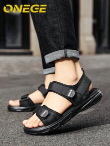 1 Pair Men's Summer Minimalist Lightweight Breathable Sandals, Non-Slip Outdoor Sports Wear-Resistant Fashion Shoes, Driver Beach Shoes - Black - View 2