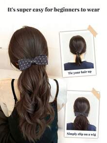 Synthetic Wig Ponytail For Women, Realistic Half-Up Bow Ponytail Wig, Hair Clip, Fluffy And Voluminous Wig Braid. - Multicolor - View 6