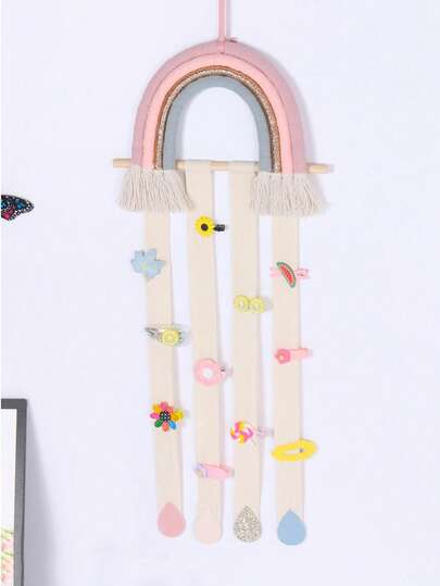 1pc Handmade Woven Rainbow Raindrop Hair Clip, Decor For Nursery And Kids Room
