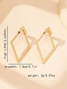 1 Pair Geometric Metal Textured Hollow Fashion Earrings, Suitable For Daily Wear - Geometry - View 4