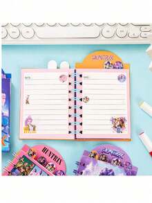 1/4 K-POP Fan Style Cartoon Coil Notebook - Cute Anime Character Pattern, Portable 80 Pages Pocket Book - Multicolor - View 5