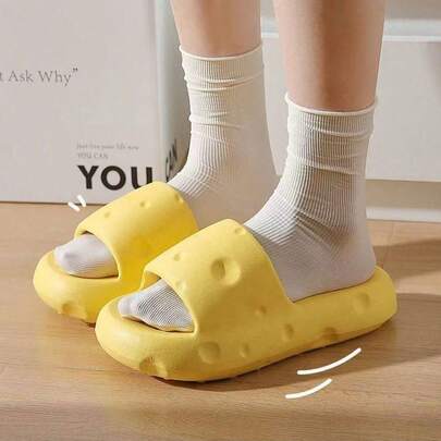 可爱奶酪拖鞋，情侣软底厚底室内家居防滑拖鞋，超柔软浴室防滑防臭凉鞋，夏季厚底户外拖鞋，母亲节礼物，卧室装饰，花园，厨房装饰，夏季，海滩，旅行必备，房间装饰，软萌可爱，毕业季礼物