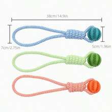 3-In-1 Dog Braided Rope Ball Toy With Handle, Durable Chew Toy For Chewing Training, Fetch, Tug Of War, Retrieval Games, Christmas Gift - Multicolor - View 12