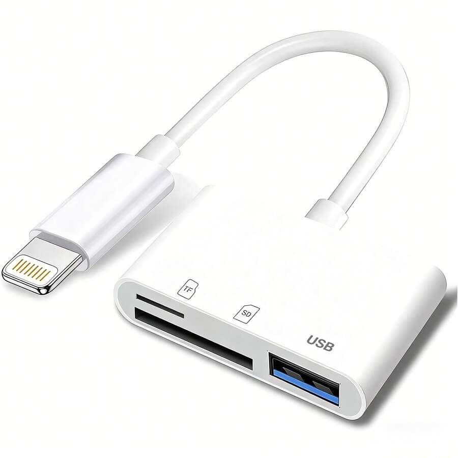 1个三合一Micro SD卡+SD卡+USB适配器读卡器，兼容 14/13/12/11/X/8/7， - 白色 - 查看 1