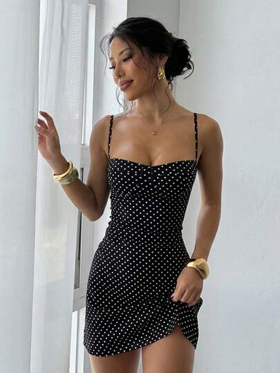 Valentine Outfits For Women A Short Summer Dress With Strappy Polka Dot Elements And Hot Girl Prints