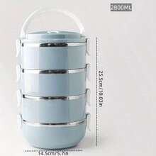 Stainless Steel Lunch Box Set-Class 1 Thermal Bento Box With Lid, Designed For Hand Washing, Cylinder, Manual Operation, Ideal For Use In The Office, School, Camping,Picnic Or Kitchen Locker(47.34oz) - Baby Blue - View 8