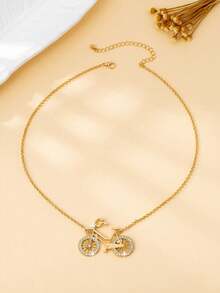 1pc Bicycle Vintage Casual Fashion Versatile Women Pendant Necklace - Multicolor - View 4