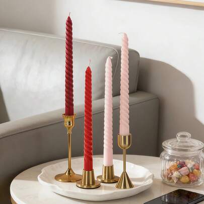 4pcs 25cm Nordic Style Threaded Candles, High-Quality Atmosphere Candles, Suitable For Romantic Dinners, Home Decor, Photography Props, Party/Restaurant Decoration, Perfect Gift Choice, Daily Use, Wedding Souvenirs, Picnics, And Ramadan Dinner Table Decor