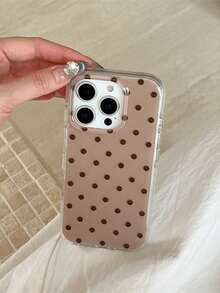 1pc Minimalist All-Over Polka Dot Phone Case Compatible With IPhone 17, 17 Pro Max, New 14, 13, 12 Pro, 16 Pro, Creative Korean Style Elegant Design - Multicolor - View 3