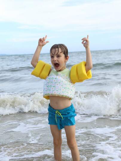 Nuevo chaleco de flotabilidad para niños, con patrón floral transpirable y amigable con la piel, chaleco salvavidas unisex para entrenamiento de natación