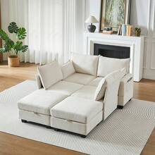 Sofas & Couches - Beige + Chenille + Foam+Spring + 6 Seat - View 3