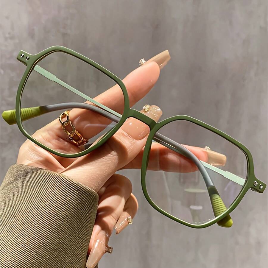 New Ultra-Light Frosted Large-Frame Non-Prescription Glasses - 橙棕色 - 查看 1
