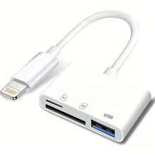 1个三合一Micro SD卡+SD卡+USB适配器读卡器，兼容 14/13/12/11/X/8/7， - 白色 - 查看 6