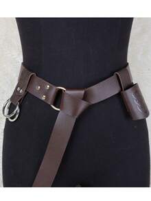 3件套中世纪PU皮腰包，复古裙套，适用于文艺复兴时期、维京时期，可作腰包、角色扮演道具、万圣节服装道具，四季皆宜 - 棕色ZSJ-016Z ZSJ-219Z ZSJ-220Z - 查看 3