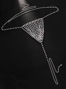 Cadena corporal tipo tanga con perlas, cadena de cintura de bikini sexy estilo europeo-americano, accesorio de moda para fiestas y clubes - Ropa interior de perlas - Ver 4