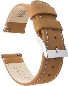 Smart Watch Strap - Blanco, (Gingerbread Leather / Linen White Stitching) - View 9