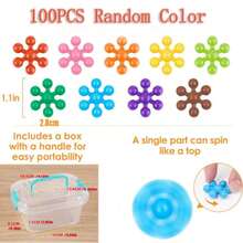 50/100pcs Snowflake Pattern Building Blocks Toy, Creative Stress Relief Toy, Party Favor, With Storage Box - Multicolor - View 8