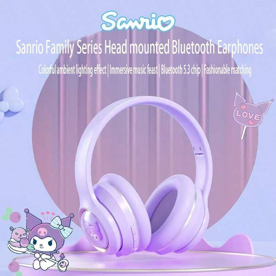 SANRIO 无线耳机 EM-699，可爱卡通大振膜 HIFI 音质，超长续航，音乐游戏两用，RGB 灯光，可折叠，佩戴舒适，无线有线通用耳机