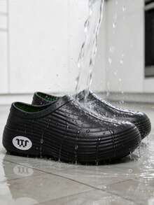 1 Pair Men's Waterproof, Anti-Slip, Oil-Resistant, Kitchen/Chef Shoes, Soft Bottom, Suitable For Food Industry - Black - View 3