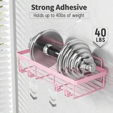 No-Drill Bathroom Storage Rack Set Iron Wall-Mounted Organizer 2026 New Year Gift Home Essential Pink Shelves For Toiletries Shower Caddy CupSuction Triangular - 粉色 - 查看 5