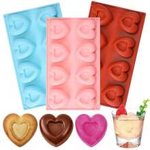 3 Pcs Heart Shaped Silicone Molds Nonstick Heart Chocolate Muffin Molds For Galentine Valentine's Day Candy, Brownies, Tartlets, Soaps, Pudding, Dessert BaFKing(Medium,8 Holes,Red,Pink,Blue) - RedMedium - 查看 1