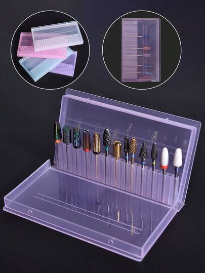 24-Grid Ceramic Nail Drill Bit Storage Box, Suitable For Nail Salon DIY Manicure Home Storage