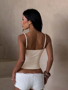 Elegant Versatile Solid Color Camisole Top Summer - Apricot - View 2