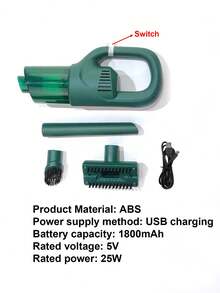 1 Máy hút bụi cầm tay không dây, di động, lực hút mạnh, sạc nhanh USB, sử dụng 2 trong 1 cho nhà và xe hơi, làm sạch hiệu quả. - Một kích thước - Xem 7