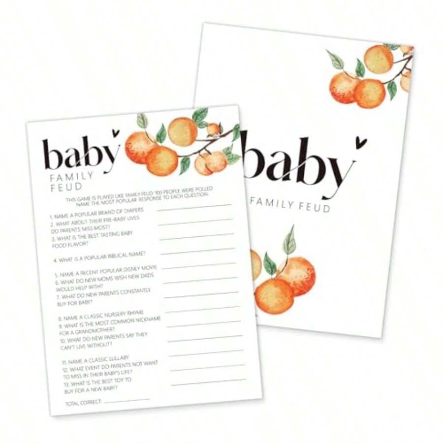 Hilarious Baby Shower Games Baby Family Feud Game Little Cutie Party Decorations Favors Ice Breaker Activities For Parents-To-Be-30 Pcs 5x7 In - D03D - 寶貝家庭問答遊戲 - 查看 1