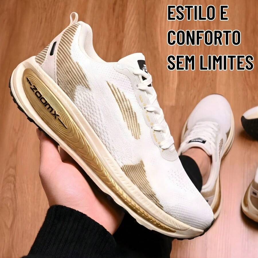 ZX Men's Comfortable And Stylish Sneakers For Physical Activities With Flexible Sole And High Impact Absorption - 白色和裸體 - 查看 1
