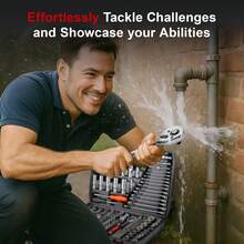 215 Pcs Mechanic Tool Set | 1/4", 3/8" & 1/2" Drive Ratchet Wrench Socket Spanner & Bit Set, Auto Repair Hand Tool Kit - 216 PCS - View 8