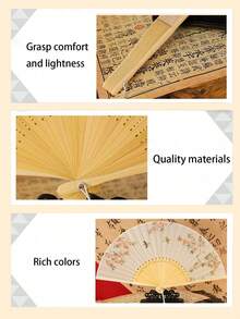1pc Retro Folding Fans,Tassel Handheld Bamboo Fans,Haitang Fan,Bamboo Fan,Painted Fans,Foldable Hand Fan,Wedding Hand Fan,Party Hand Fan,Decorative Fan,Elegant And Casual Style, Mother's Day Gifts,Birthday Gifts,Back To School Season Gifts - Nhiều màu - Xem 10