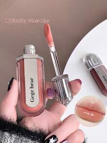 Gege Bear 1pc Mirror-Finish Moisturizing Glossy Lip Gloss, Long-Lasting Non-Sticky Plump Lip Color - 彩色 - 查看 3