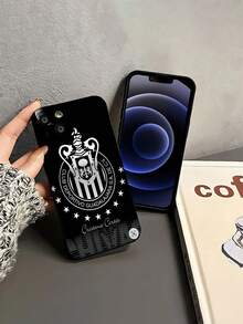 Black And White Logo: Soccer Club. This Stylish Black Phone Case Is Compatible With Samsung, Apple, , , , Transsion, ,  And Honor. Made Of TPU Silicone, It Offers Shock And Drop Protection And A Superior Feel. It's An Ideal Gift For Family, Friends, And Loved Ones, And A Perfect Choice For Valentines Day And Year's Gift. - Black - View 4