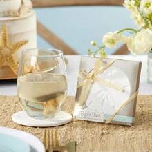 By The Shore Sand Dollar Coaster Coastal Decor Beach Wedding Favors Bridal Shower Gifts Nautical Party Favors Beach Themed Decor One Coaster - -白色的- - 查看 5