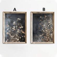 Tranh vẽ hoa dại và cây cỏ cổ điển trên vải bố | Tranh nghệ thuật hoa lá u buồn - Tranh trang trí phong cách tối giản hiện đại, phù hợp cho phòng ngủ và phòng khách, quà tặng tân gia (có thể chọn khung). - Trắc nghiệm - Xem 3