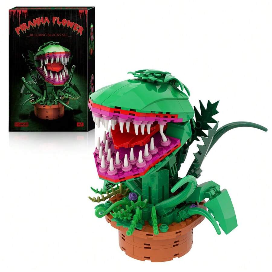 Audrey 2 Cannibal Flower Building Block Set, Little Shop Of Horrors Piranha Plant With Openable Mouth Toy Collection, Gift Birthday, Christmas, Holiday, For TV Fans, (342 PCS) - Màu xanh lá cây đậm - Xem 1