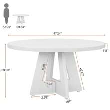FINMIND 47-Inch Round Conference Table For 4-6 People, Wooden Meeting Room Table - White - View 2