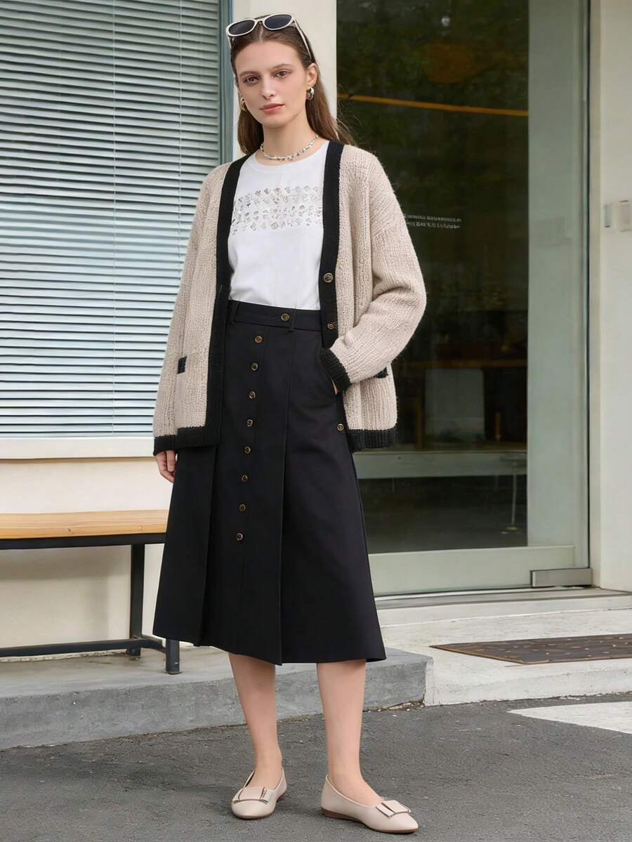 Women's Letter Pattern Flat Shoes, Casual Pointed Toe Slip-On Flats, Versatile Daily Work Flat Shoes - Beige - View 1