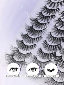 (20 Pairs,5 Styles) Large Volume Wholesale Luxurious Faux Mink Lashes Natural Look Wispy Fluffy Handmade Cat Eye False Lash Pack, False Eyelashes Set, Fake Lashes Strips, Makeup Fake Eyelashes Pack - Black - View 5