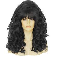 70年代复古蓬松卷发假发，4种颜色可选（亮橙色/黑色/铂金色/深棕色），柔软舒适，耐热，易于打理，适合日常休闲、主题派对、万圣节和角色扮演造型。 - 彩色 - 查看 13