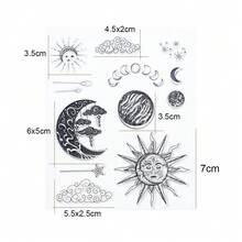 卡通日月星空浮雕纹理印章，陶瓷杯罐盘DIY制作工具，软陶雕塑创意礼品模具，可重复使用浮雕图案印模 - clear - 查看 9