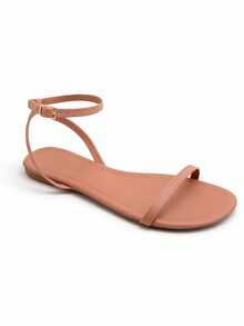 Women's Sandal With Ankle Straps And Buckle 20.07 - Màu be - Xem 9