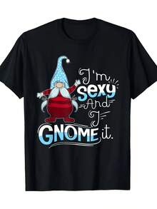 Camisa divertida con estampado de gnomos para mujer, camiseta gráfica I'm Sexy y I Gnome It para verano, camisetas cómodas para mujer, ropa de uso diario - Negro - Ver 6