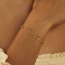 1件女士简约冷艳风格金属波浪链铜珠手链 - W-S110手鍊 - 查看 8